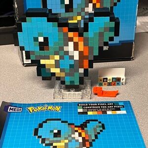 Mega Pokemon Build Your Pixel Art Squirtle, 367 Pcs Used Set. Used Set, Repacked
